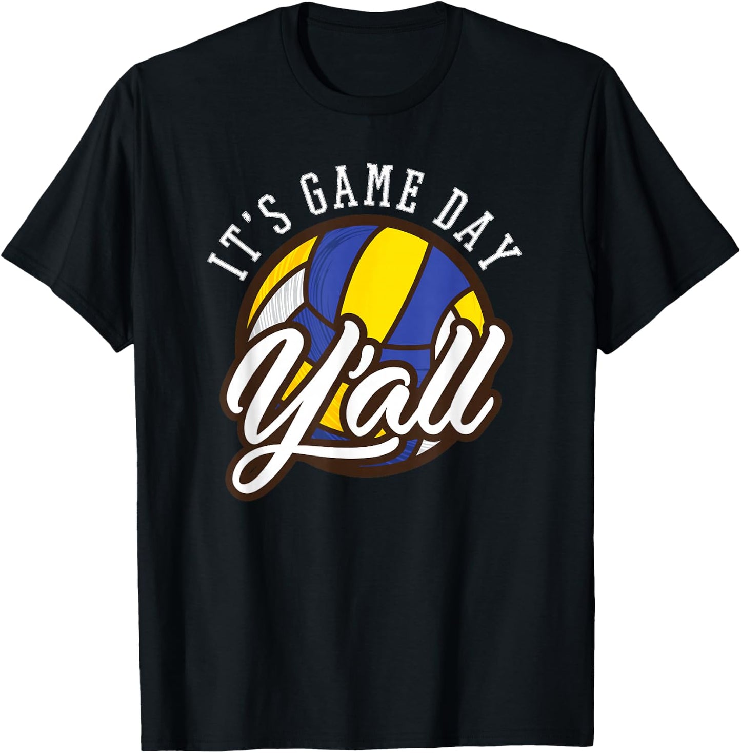 Vintage Sport - It's Game Day Y'all - Volleyball Fan T-Shirt - T-Shirt | Black
