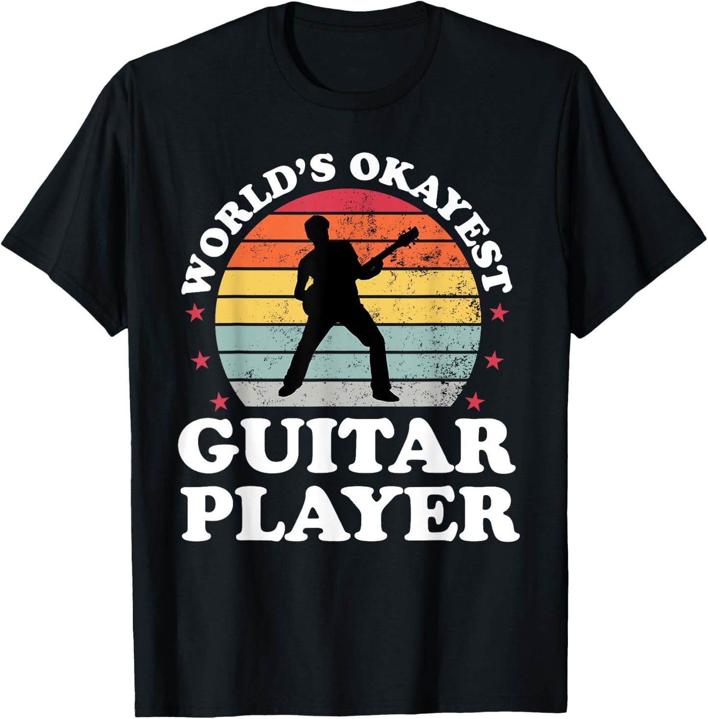 Retro Worlds Okayest Guitar Player Guitarist Funny Musician T-Shirt - T-Shirt | Black