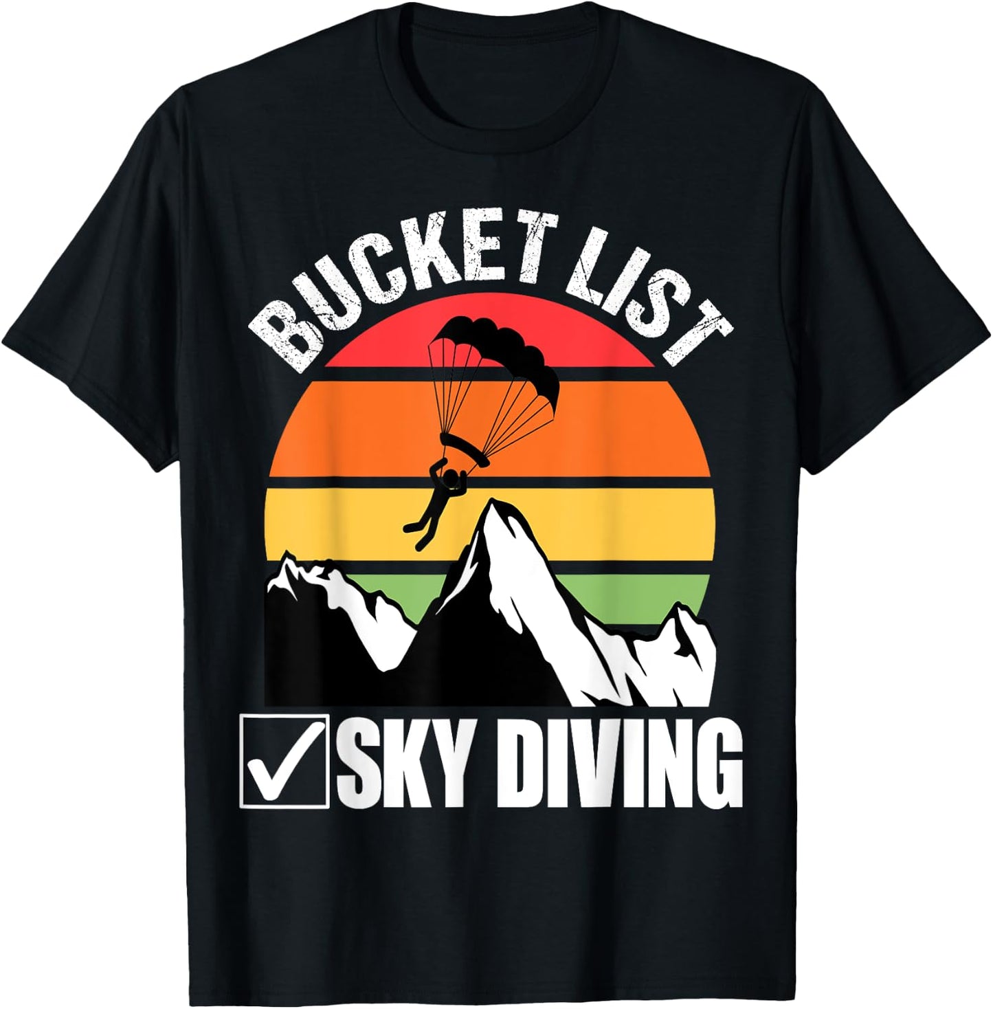 Bucket List Sky Diving Vintage Skydiver Skydiving Parachute T-Shirt - T-Shirt | Black