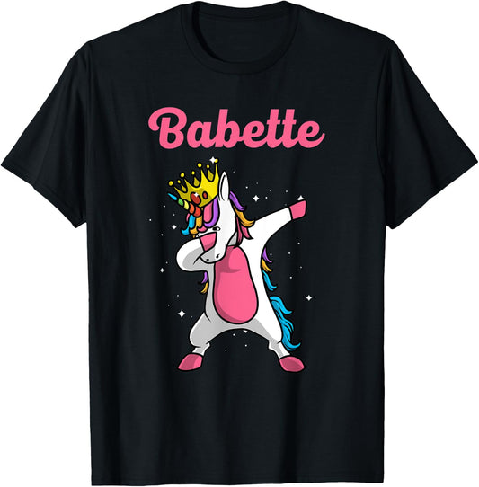 BABETTE Name Personalized Birthday Dabbing Unicorn Queen T-Shirt - T-Shirt | Black