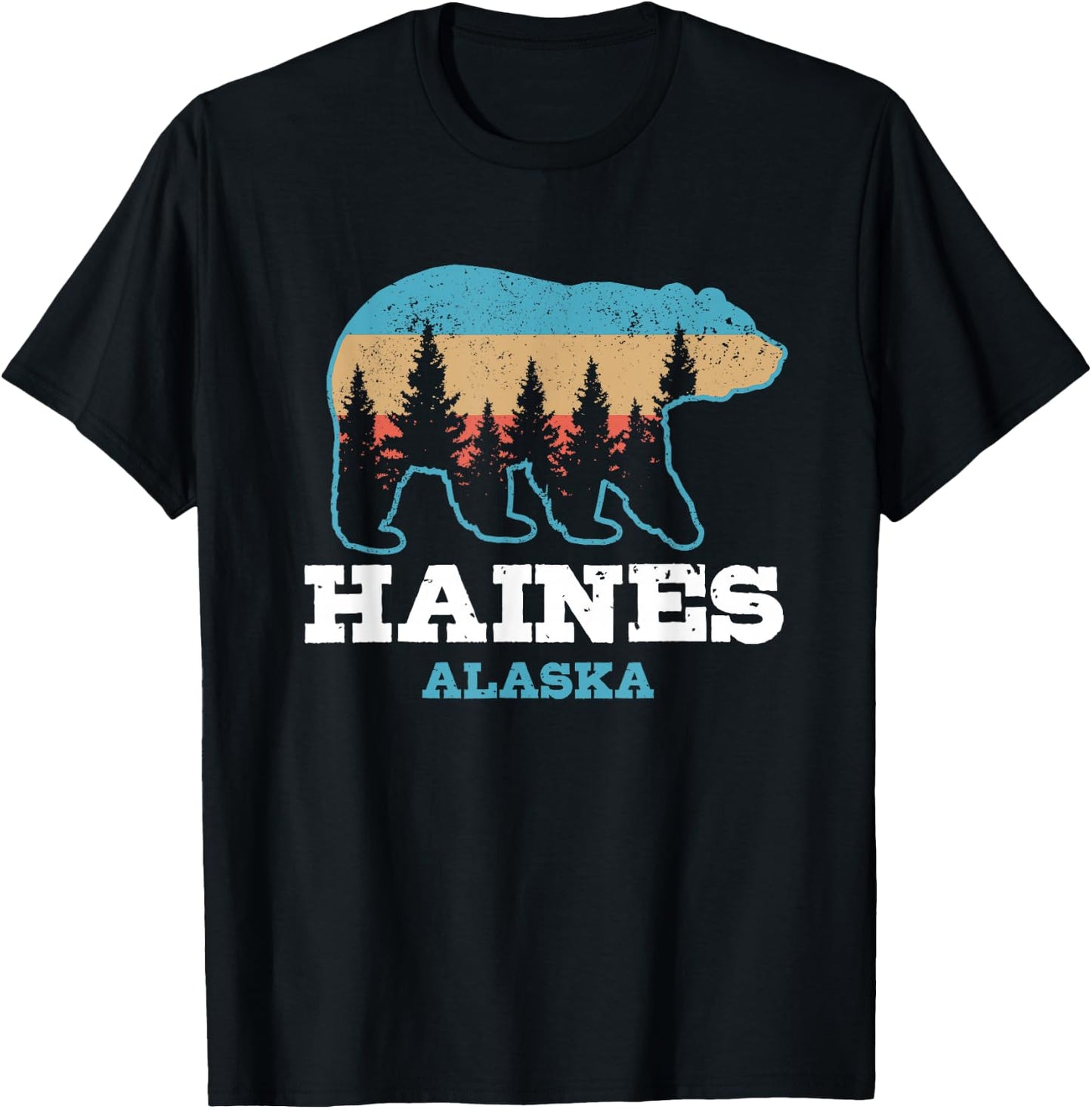 Haines Alaska Vintage Bear Grizzly Nature Souvenir Gift T-Shirt - T-Shirt | Black