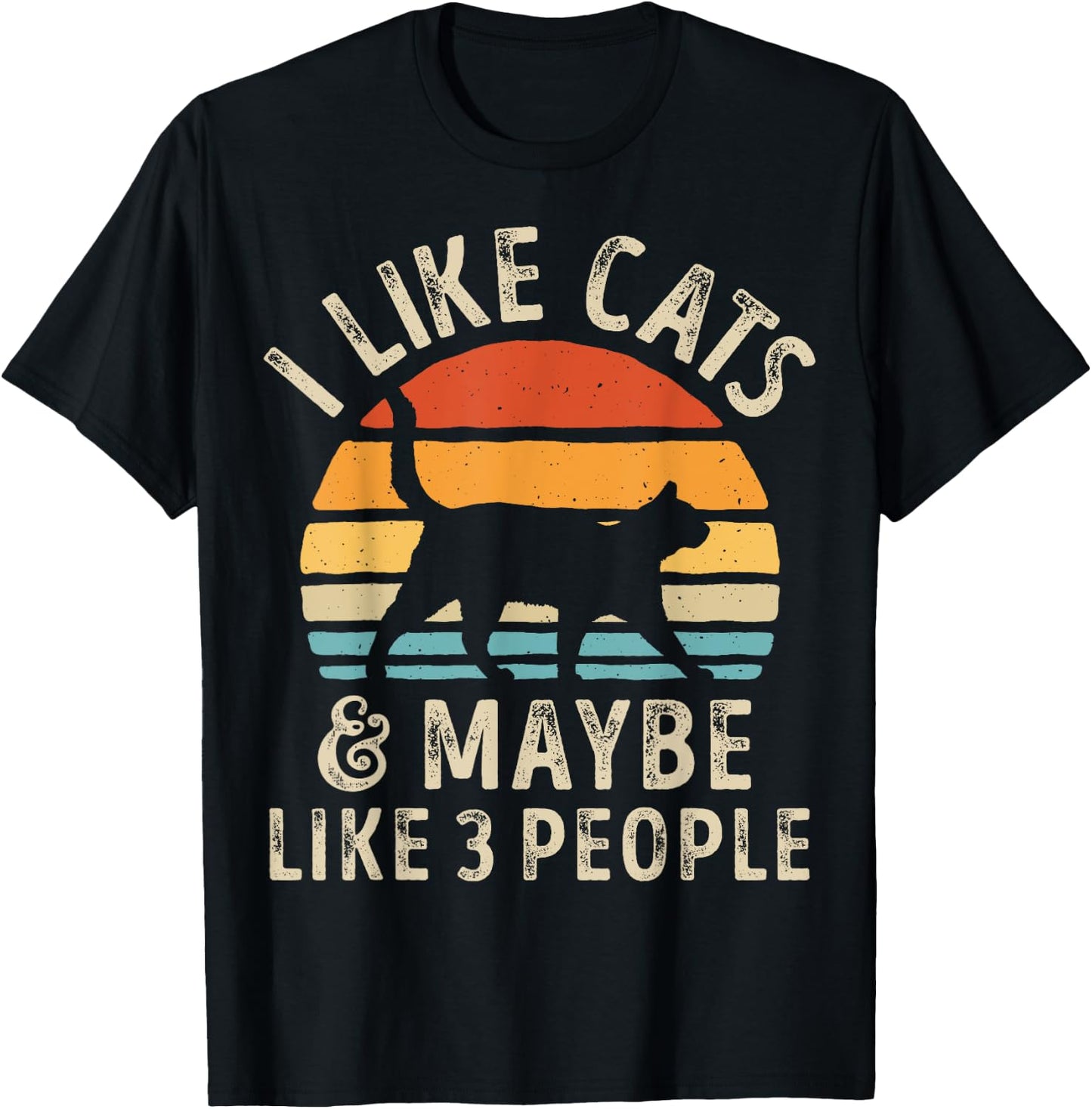 I Like Cats And Maybe Like 3 People Cat Retro Men T-Shirt - T-Shirt | Black