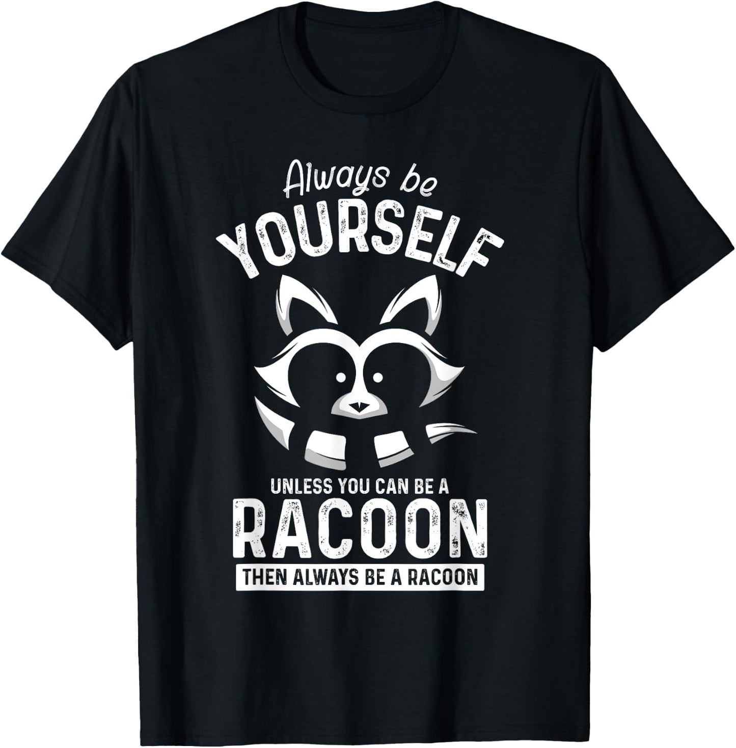 Funny Animal Gift Cute Adorable Men Boys Kids Racoon T-Shirt - T-Shirt | Black