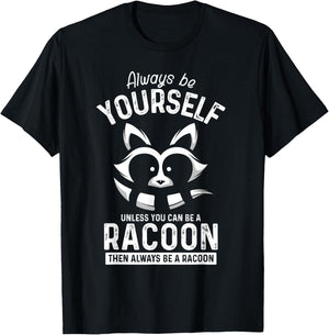 Funny Animal Gift Cute Adorable Men Boys Kids Racoon T-Shirt - T-Shirt | Black