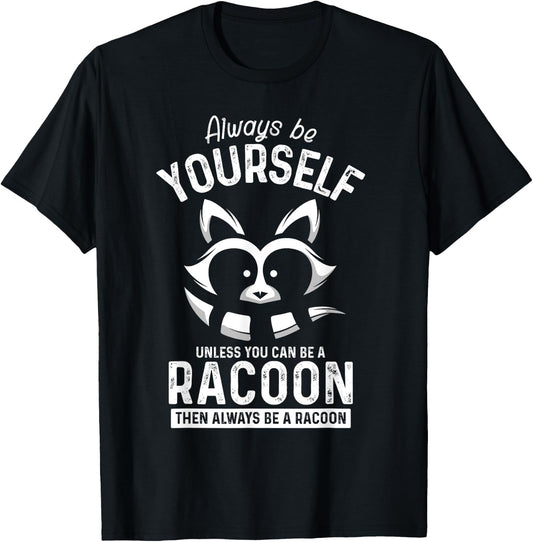 Funny Animal Gift Cute Adorable Men Boys Kids Racoon T-Shirt - T-Shirt | Black