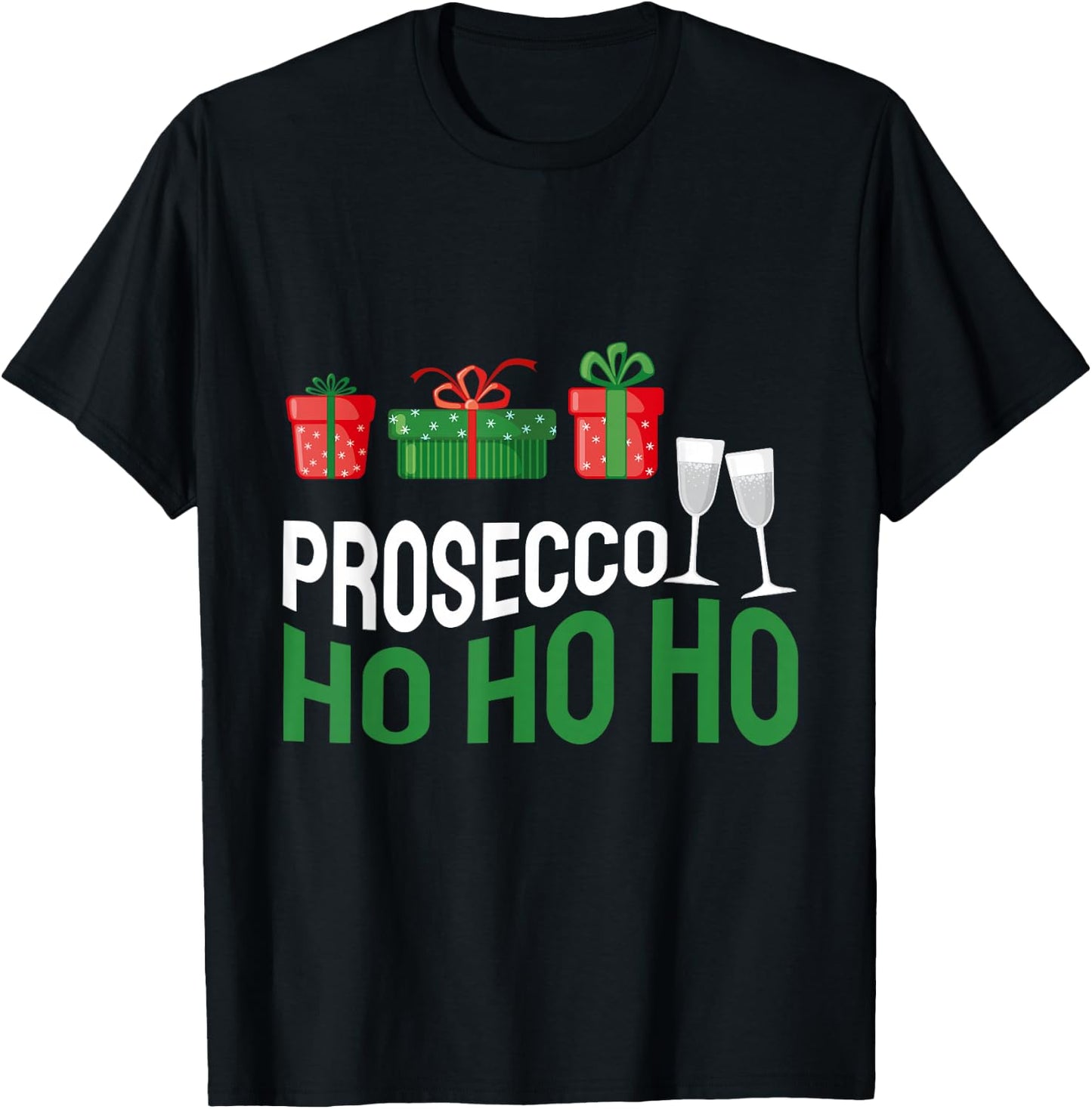 Prosecco Ho Ho Ho Christmas T-Shirt - T-Shirt | Black