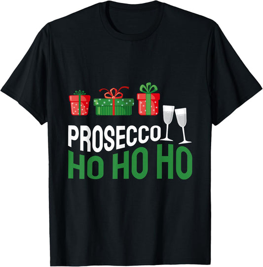 Prosecco Ho Ho Ho Christmas T-Shirt - T-Shirt | Black