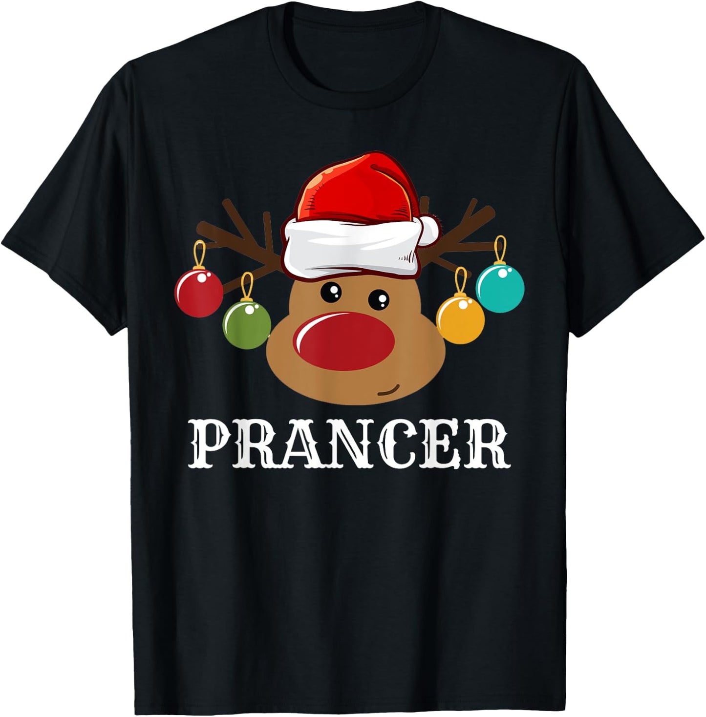 Santa Reindeer Prancer Xmas Group Costume T-Shirt - T-Shirt | Black