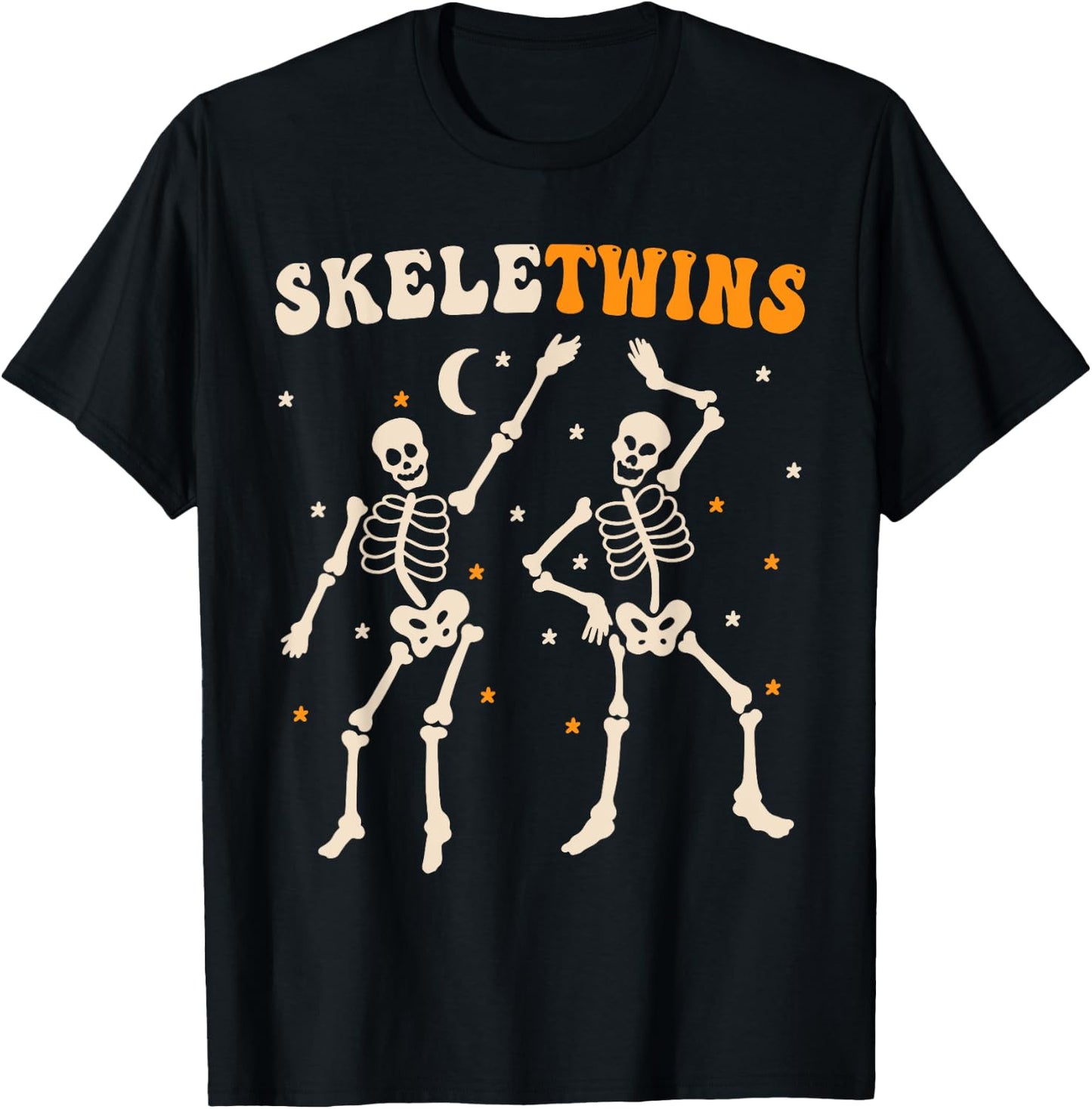 Skeletwins Twins Halloween Matching Funny Dancing Skeletons T-Shirt - T-Shirt | Black
