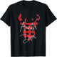 Auntie Deer Christmas Pajama Red Plaid Buffalo Matching T-Shirt - T-Shirt | Black