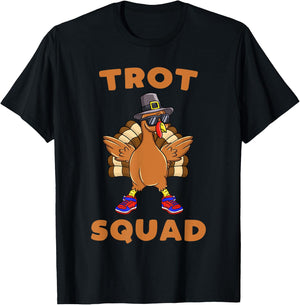 Turkey Trot Squad Funny Thanksgiving Day 5k Run Pilgrim Gift T-Shirt - T-Shirt | Black