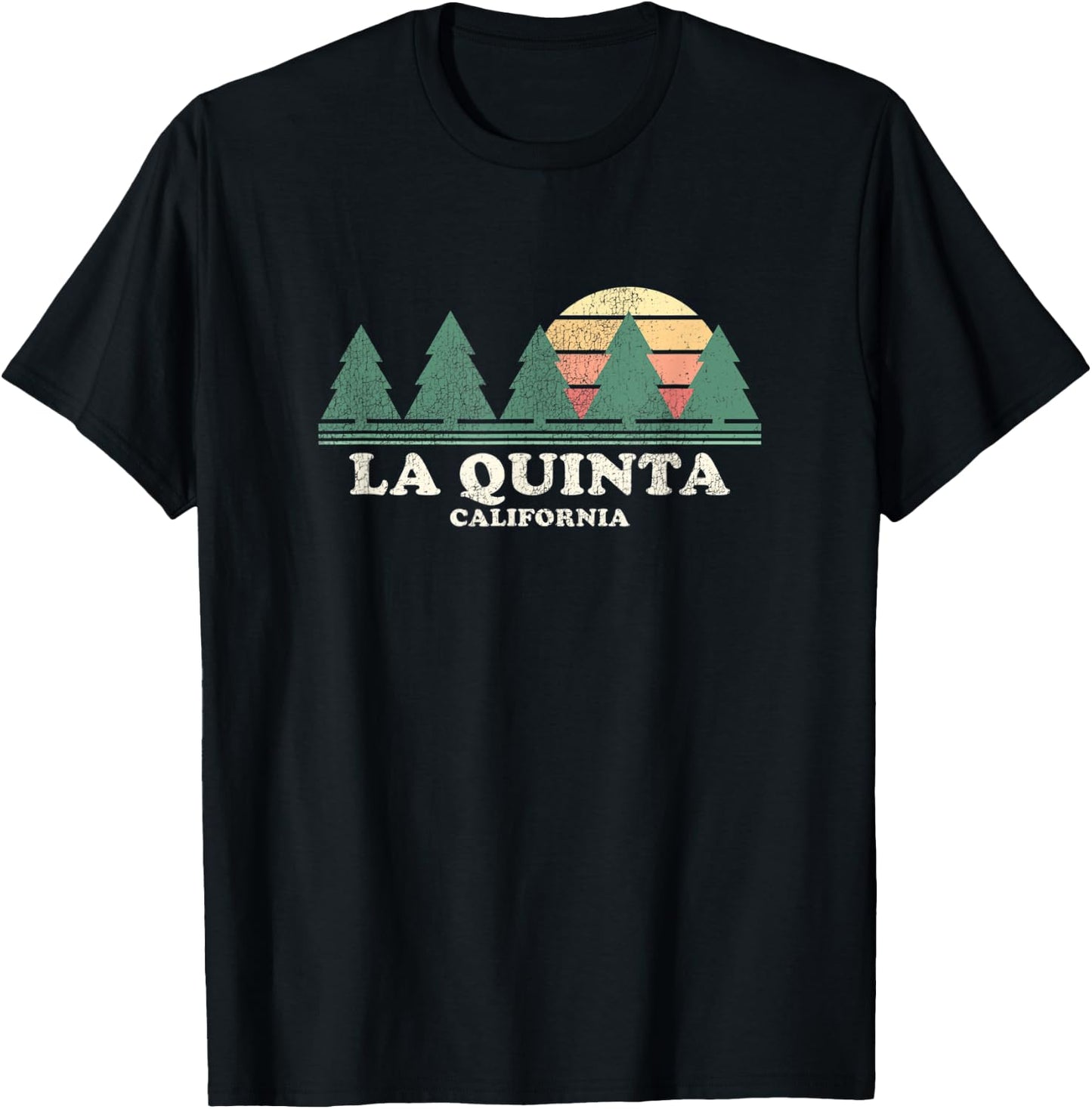 La Quinta CA Vintage Throwback Retro 70s Design T-Shirt - T-Shirt | Black