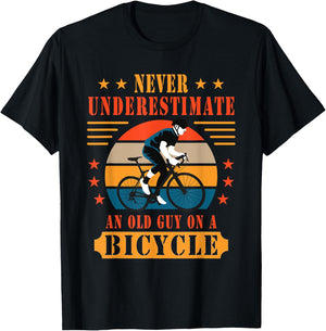 Never Underestimate An Old Guy On A Bicycle Bicycling T-Shirt - T-Shirt | Black