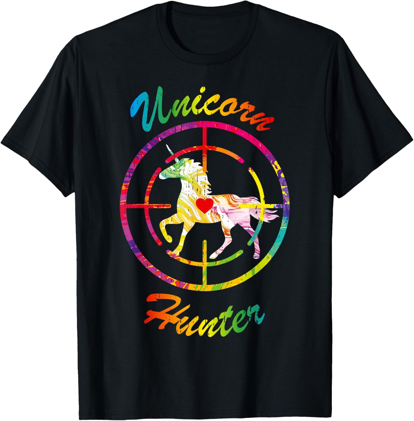 Unicorn Hunter Boys Rainbow Horse Humor Hate Unicorns T-Shirt - T-Shirt | Black