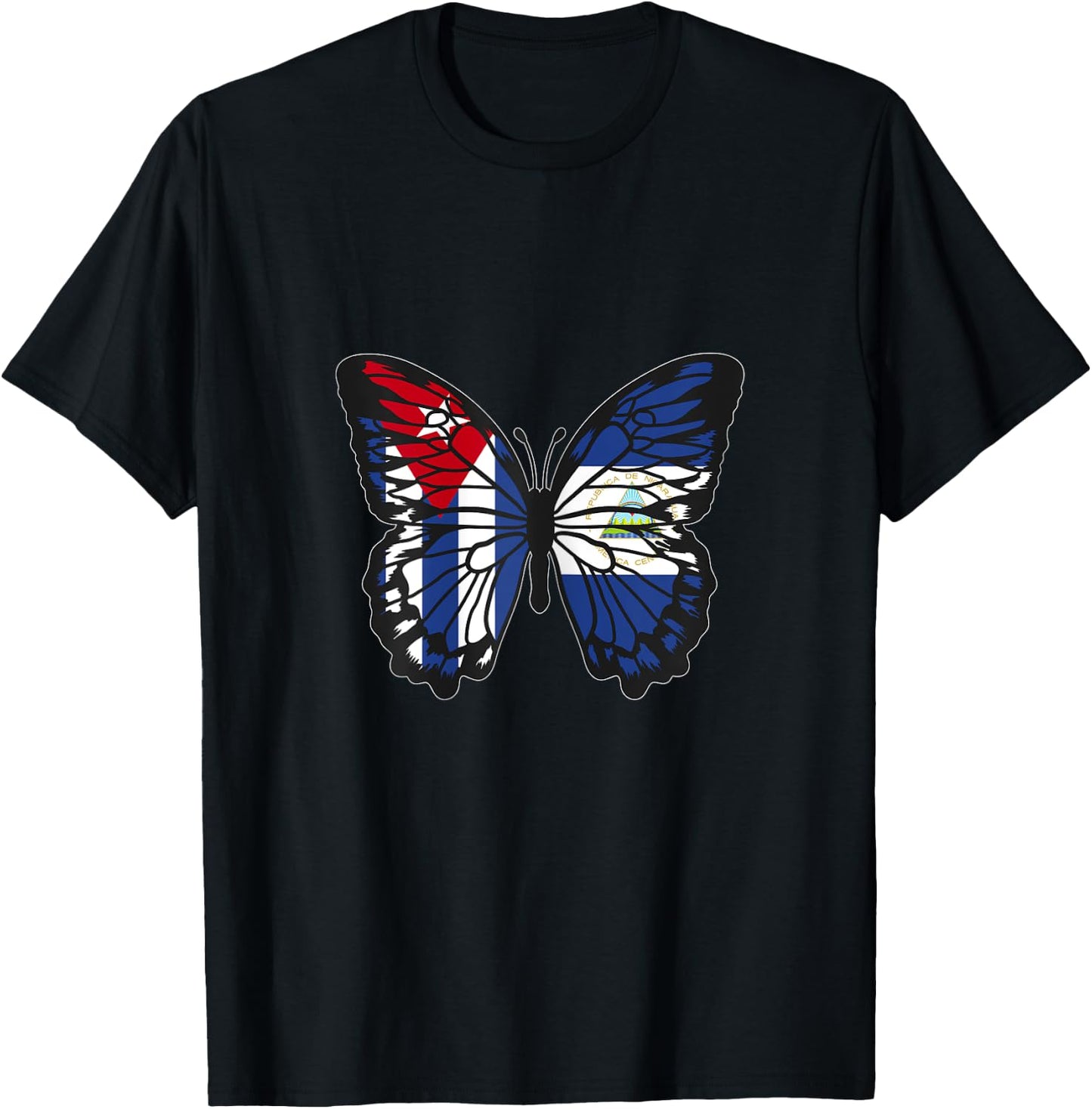 Cuba and Nicaragua Mix Butterfly Half Cuban half Nicaraguan T-Shirt - T-Shirt | Black