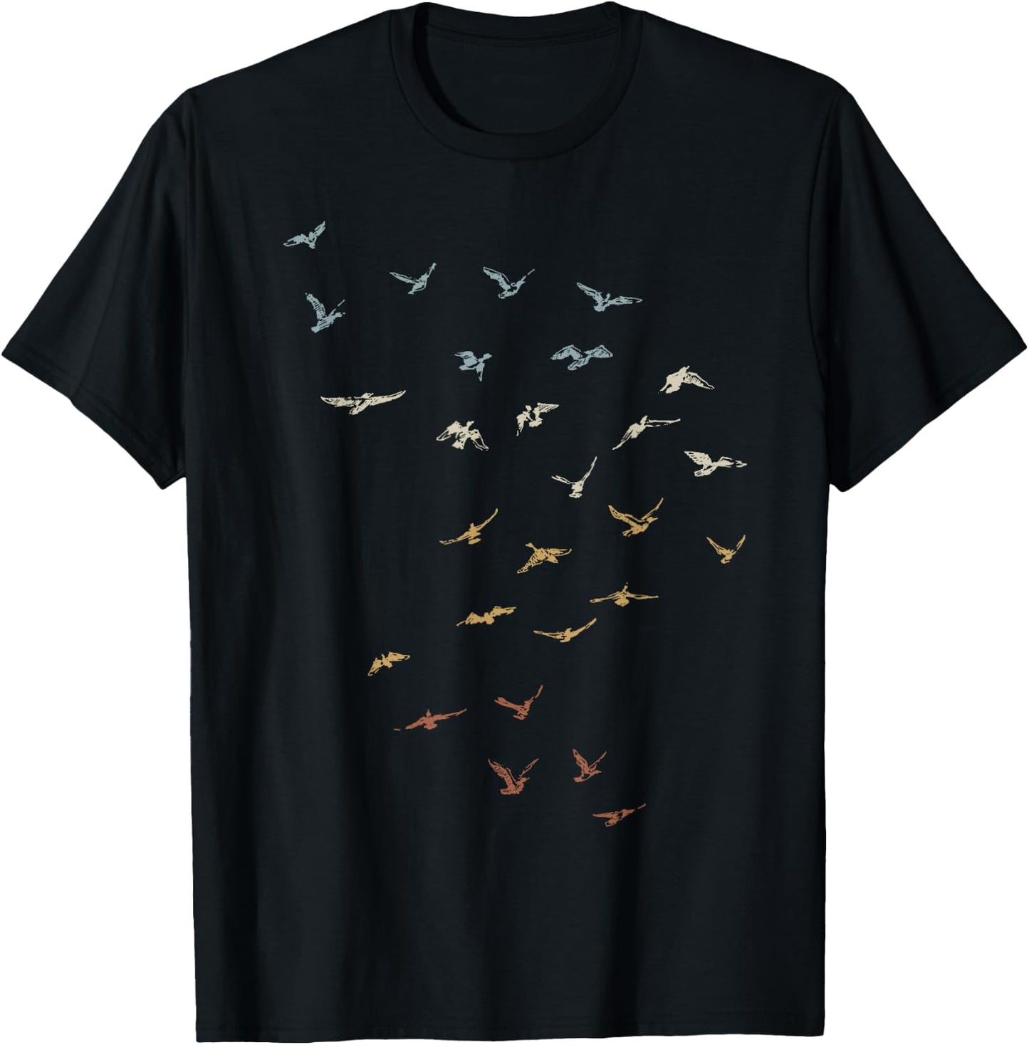 80s Retro Style Dream of Flying Vintage Bird Swarm T-Shirt - T-Shirt | Black