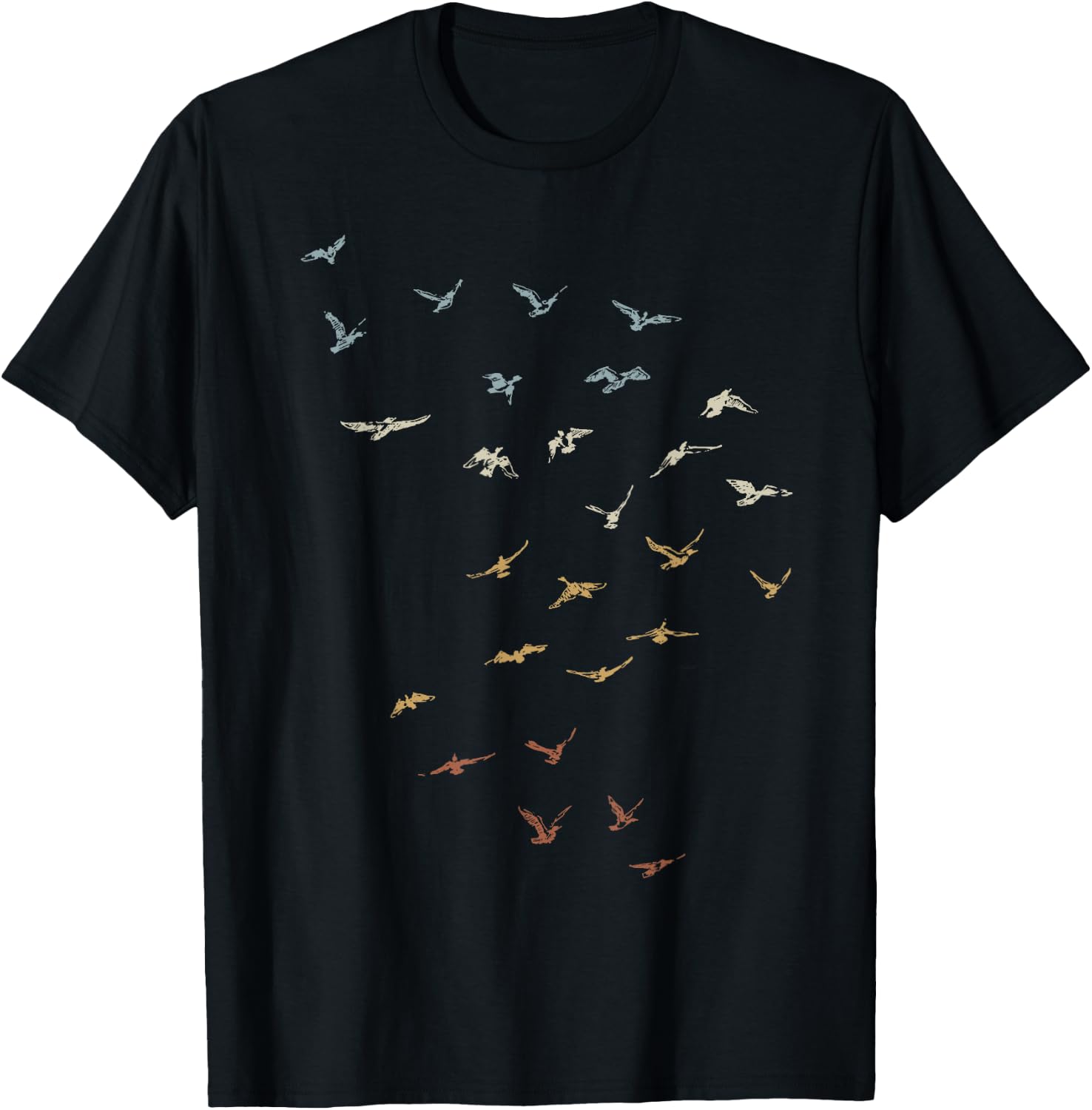 80s Retro Style Dream of Flying Vintage Bird Swarm T-Shirt - T-Shirt | Black