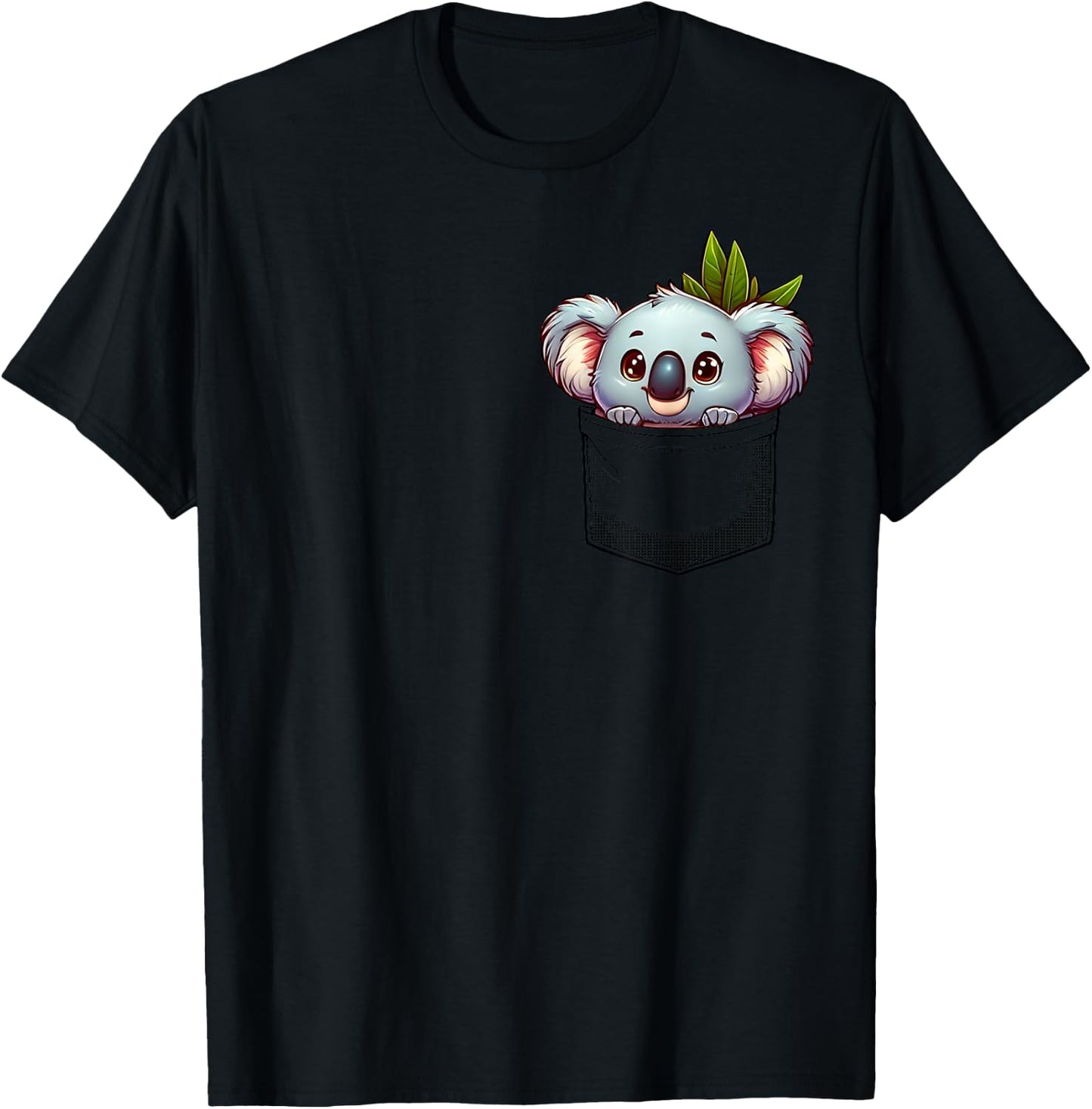 Adorable Koala in Pocket for Kids, Boys, Girls, Women T-Shirt - T-Shirt | Black
