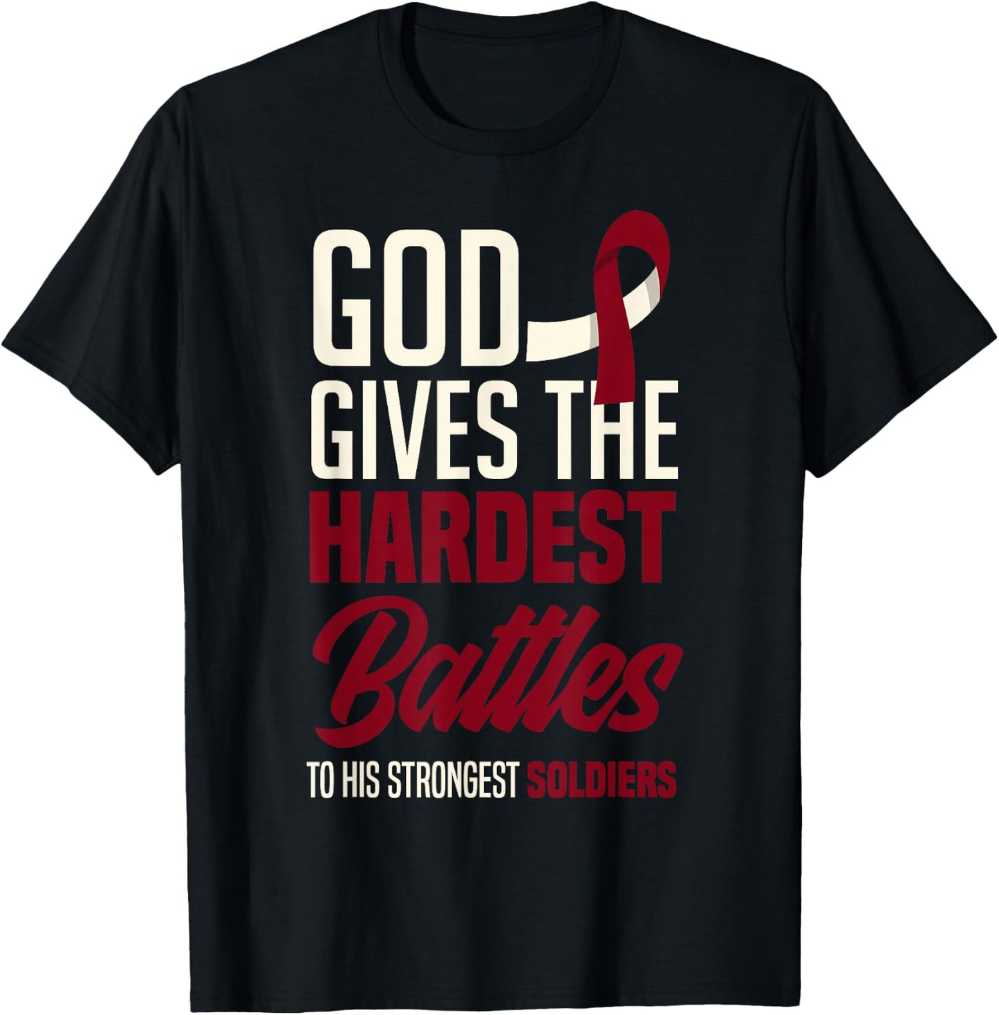 God Gives The Hardest Battles Oral Head Neck Cancer Warrior T-Shirt - T-Shirt | Black