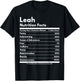 That's My Name Co. Leah Leah Nutrition Facts Funny Personalized Name Leah T-Shirt - T-Shirt | Black