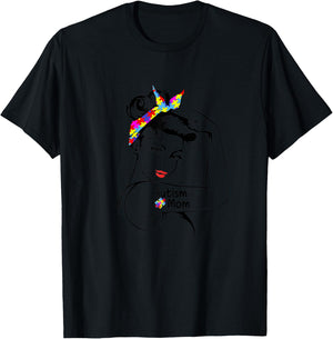 Autism Mom Awareness Strong Mom Strong Girl Autism Awareness T-Shirt - T-Shirt | Black