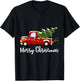 Vintage Wagon Christmas Tree Red Retro Farmer Truck Vacation T-Shirt - T-Shirt | Black