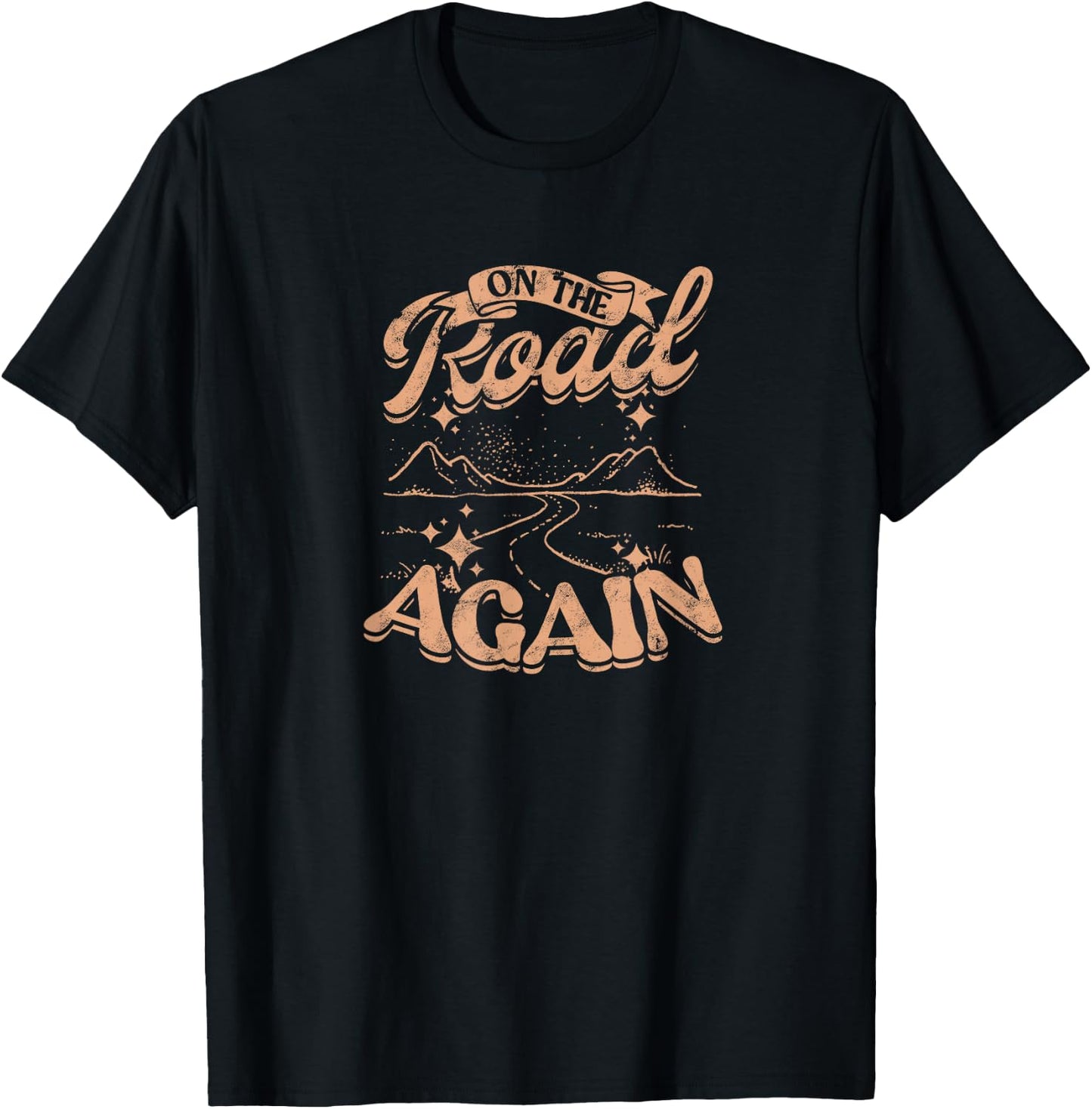 On The Road Again Highway and Country Music T-Shirt - T-Shirt | Black