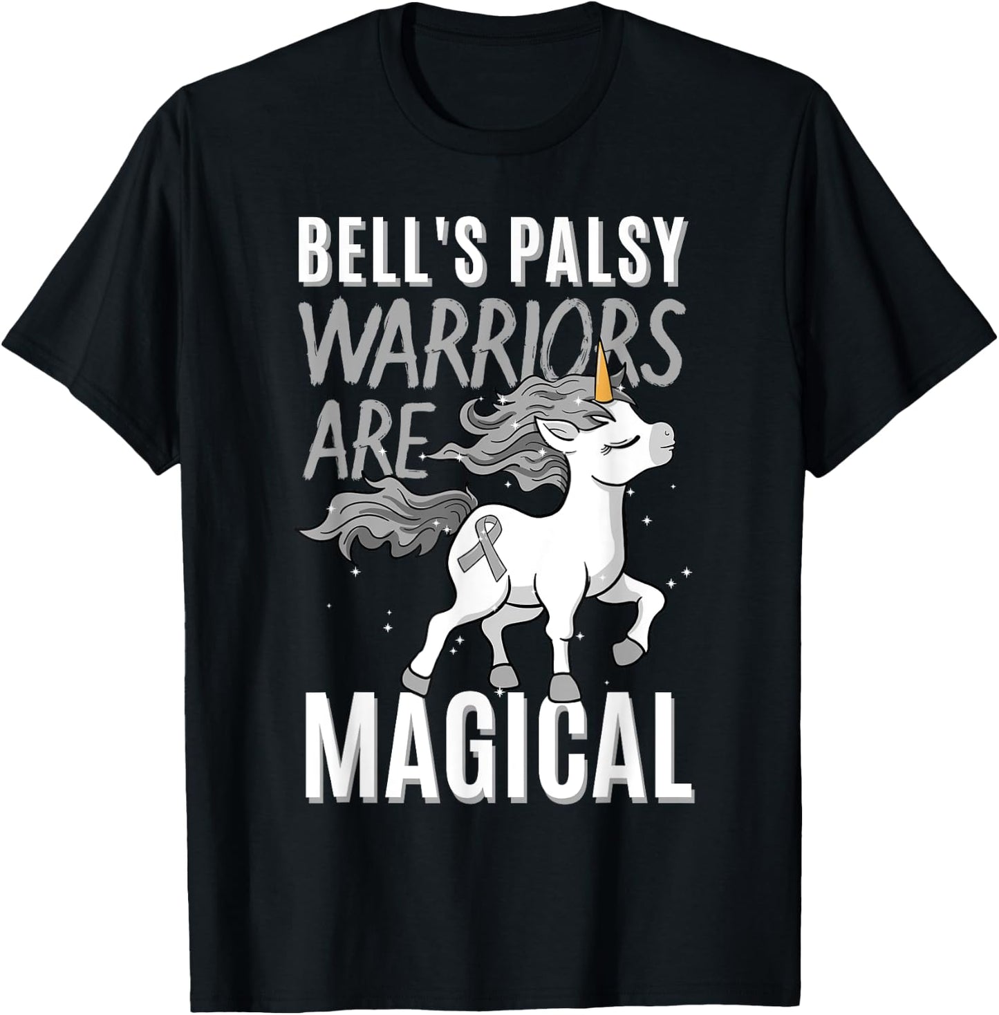 Bell's Palsy Warrior Idiopathic Facial Paralysis Unicorn T-Shirt - T-Shirt | Black
