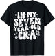 Groovy In My Seven Year Old Era Girl 7th Birthday 7 Yrs Old T-Shirt - T-Shirt | Black
