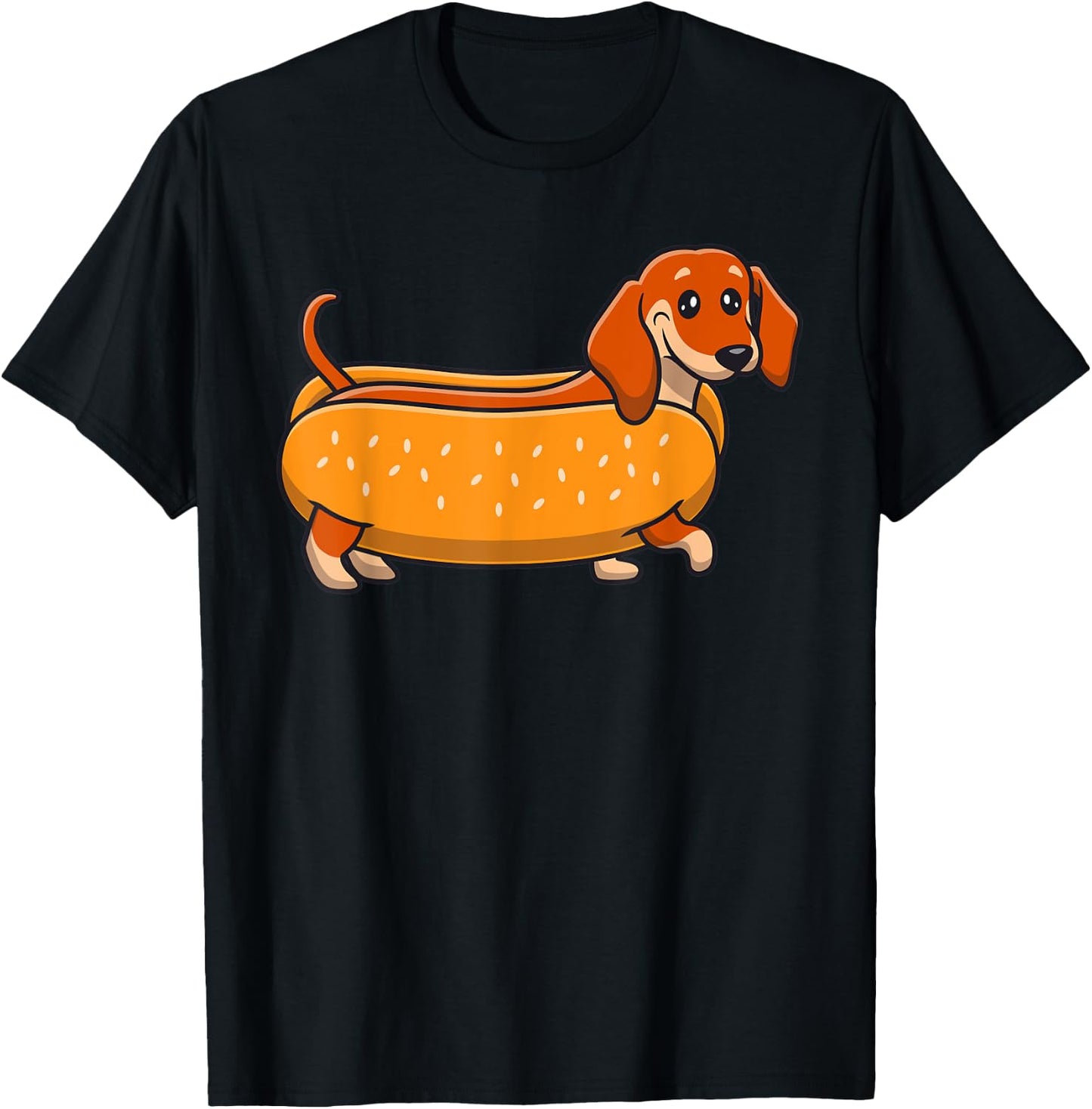 Funny Dachshund Hotdog Cute Wiener Dog Lover Humor Men Women Kids T-Shirt - T-Shirt | Black