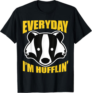 Everyday I'm Huffling Huffle Cute Funny Honey Badger Animal T-Shirt - T-Shirt | Black