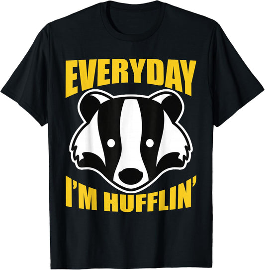 Everyday I'm Huffling Huffle Cute Funny Honey Badger Animal T-Shirt - T-Shirt | Black