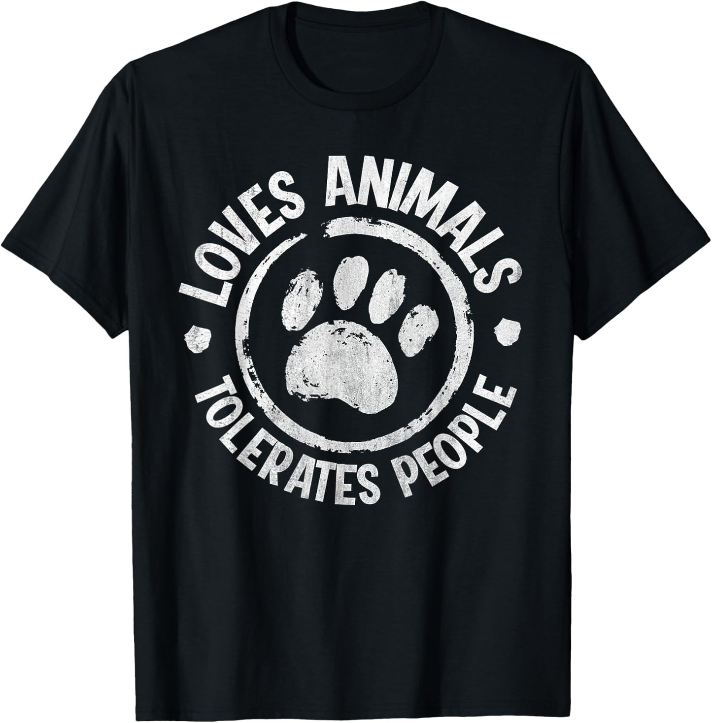 Loves Animals Tolerates People T-Shirt - T-Shirt | Black