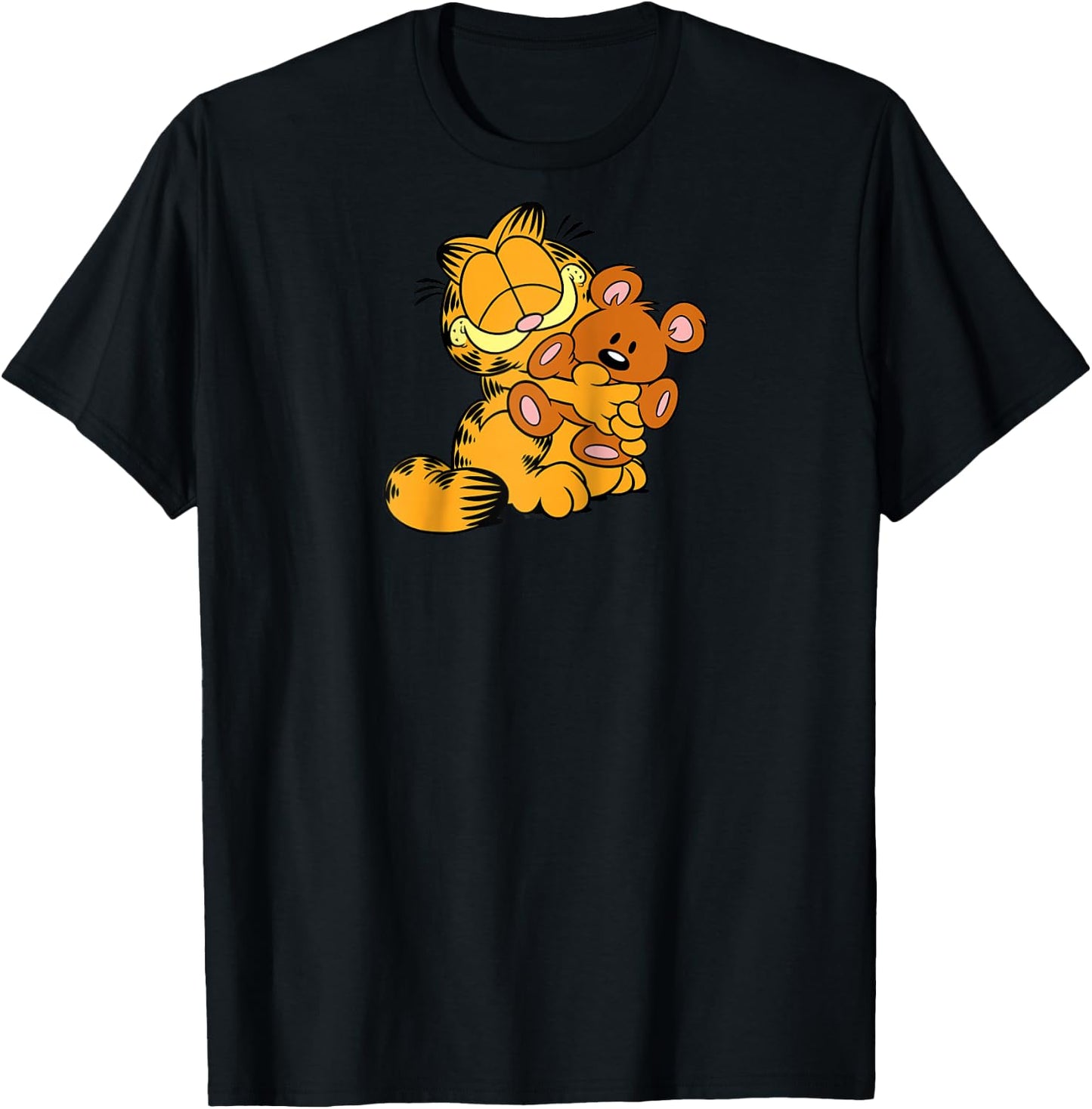 Garfield Hugging Pooky Cartoon Cat Raglan Baseball T-Shirt - T-Shirt | Black