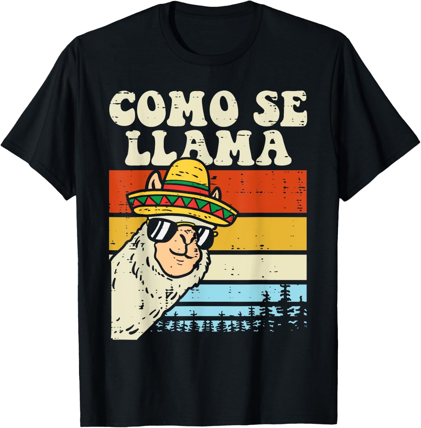 Como Se Llama Funny Cinco De Mayo Mexican Alpaca Animal T-Shirt - T-Shirt | Black
