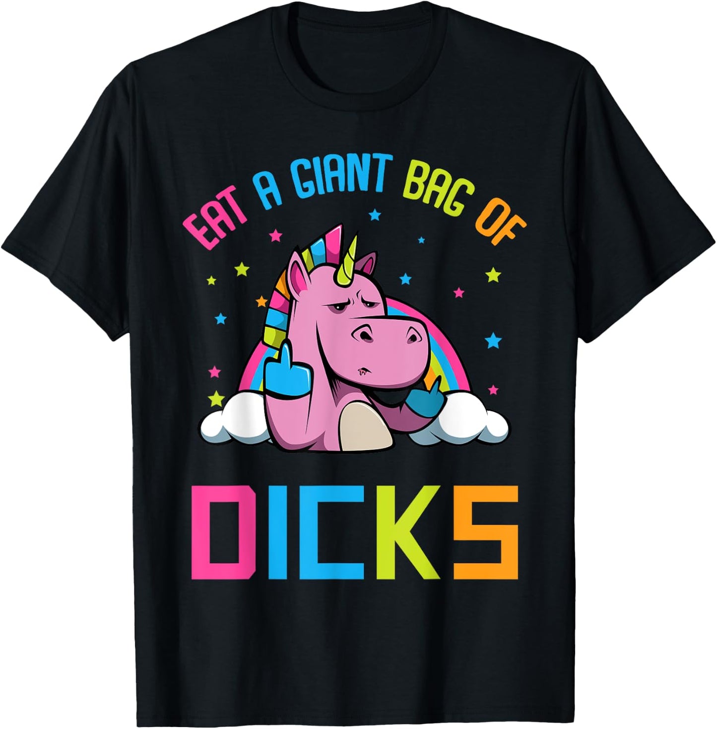Eat A Giant Bag of Dicks Funny Unicorn T-Shirt - T-Shirt | Black