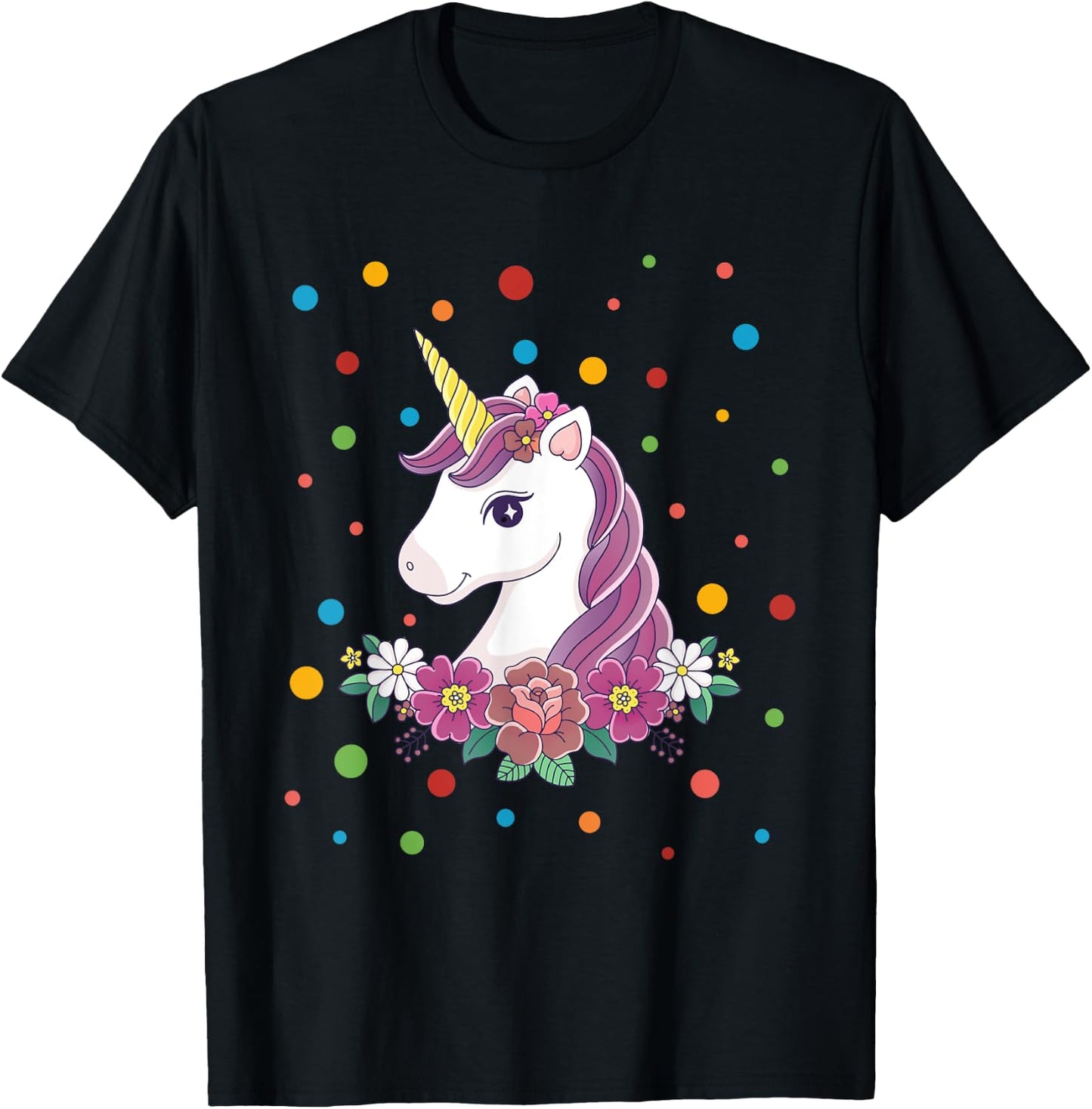 Dot Day Shirt Polka Dots Dotted Unicorn Kid Girls Youth T-Shirt - T-Shirt | Black
