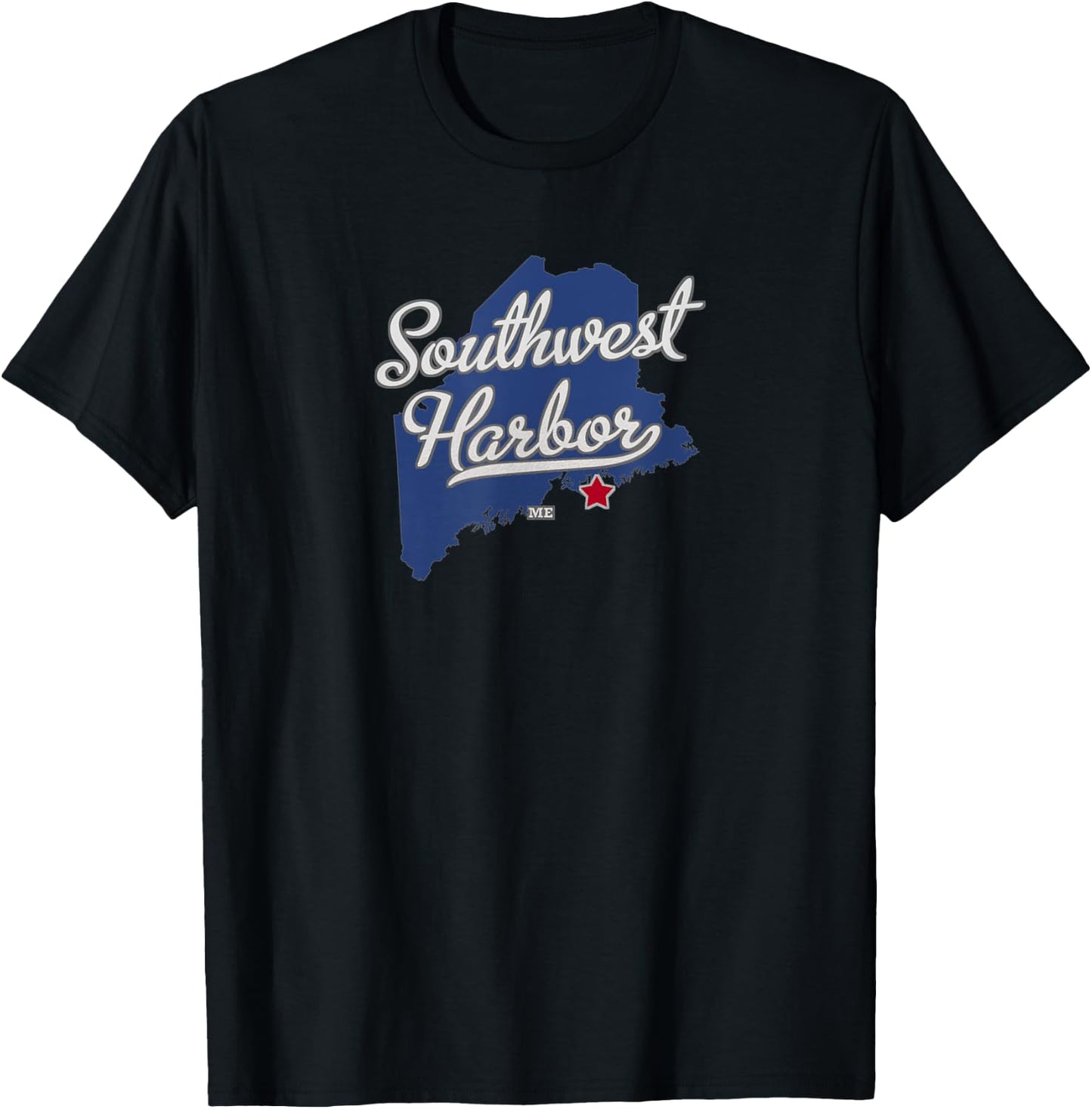 Southwest Harbor Maine ME Map T-Shirt - T-Shirt | Black