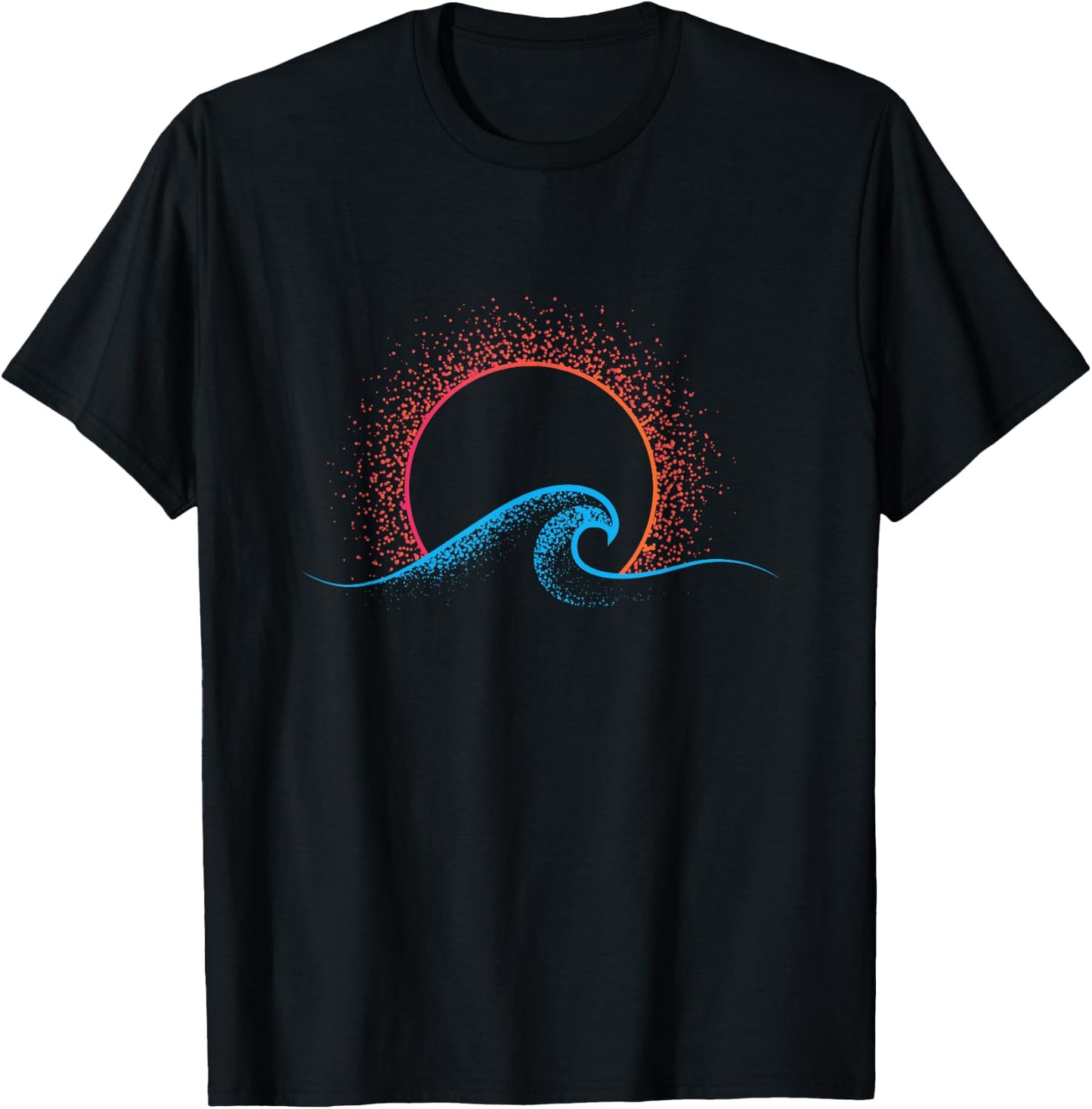 Boho Minimalist Sun Ocean Wave Art Summer Theme T-Shirt - T-Shirt | Black