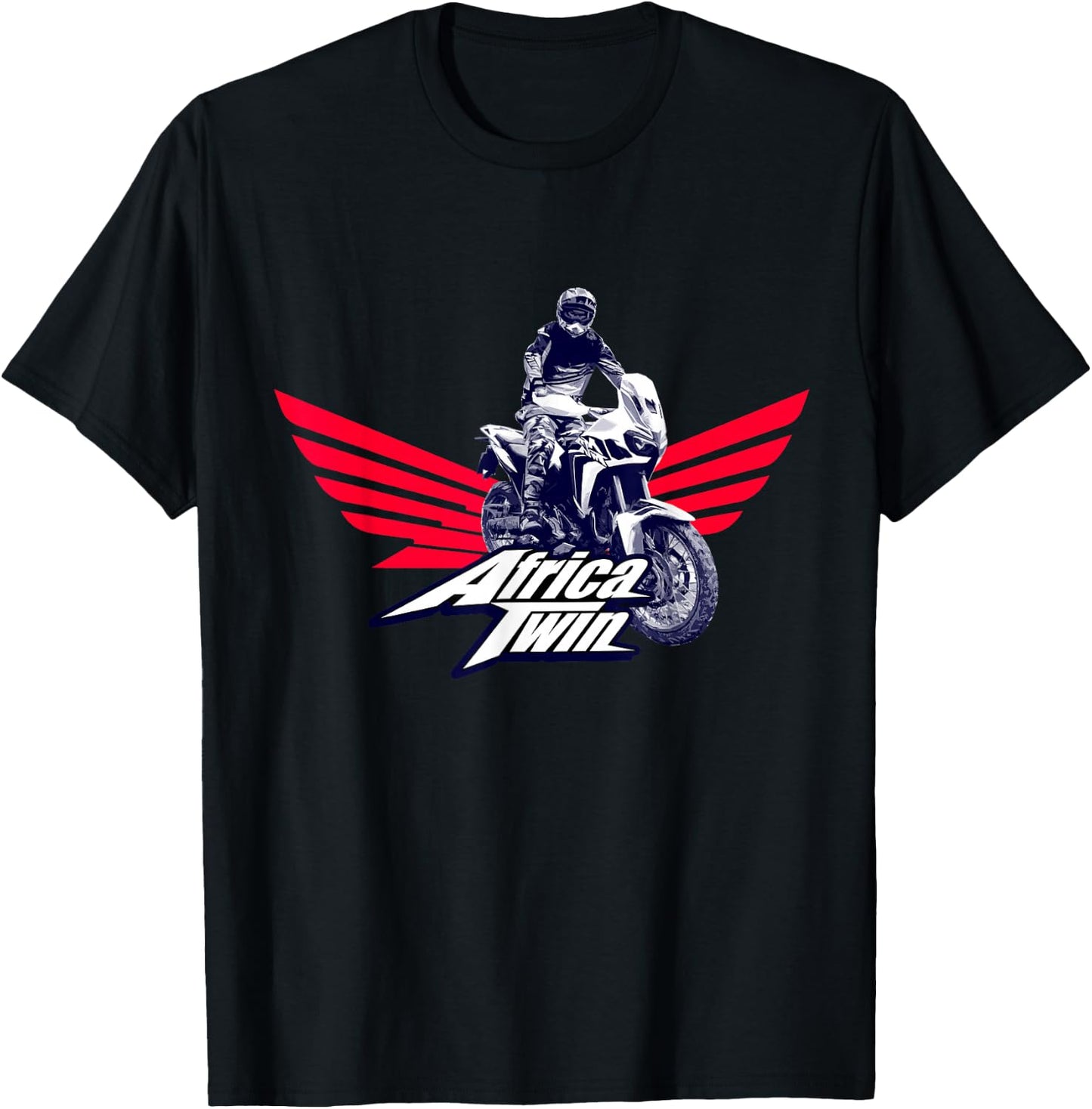 Africa Touring Twin Motorcycle Stripe Logo T-Shirt - T-Shirt | Black