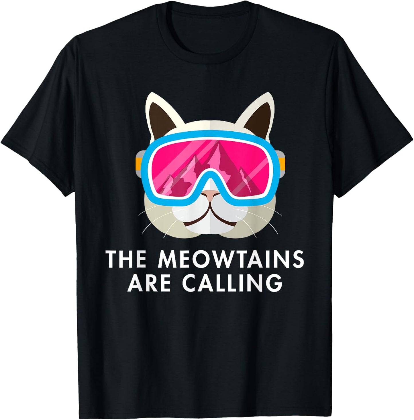 Ski Cat Cats Skiing Snowboard Skier Mountains Outfit Women Kids T-Shirt - T-Shirt | Black