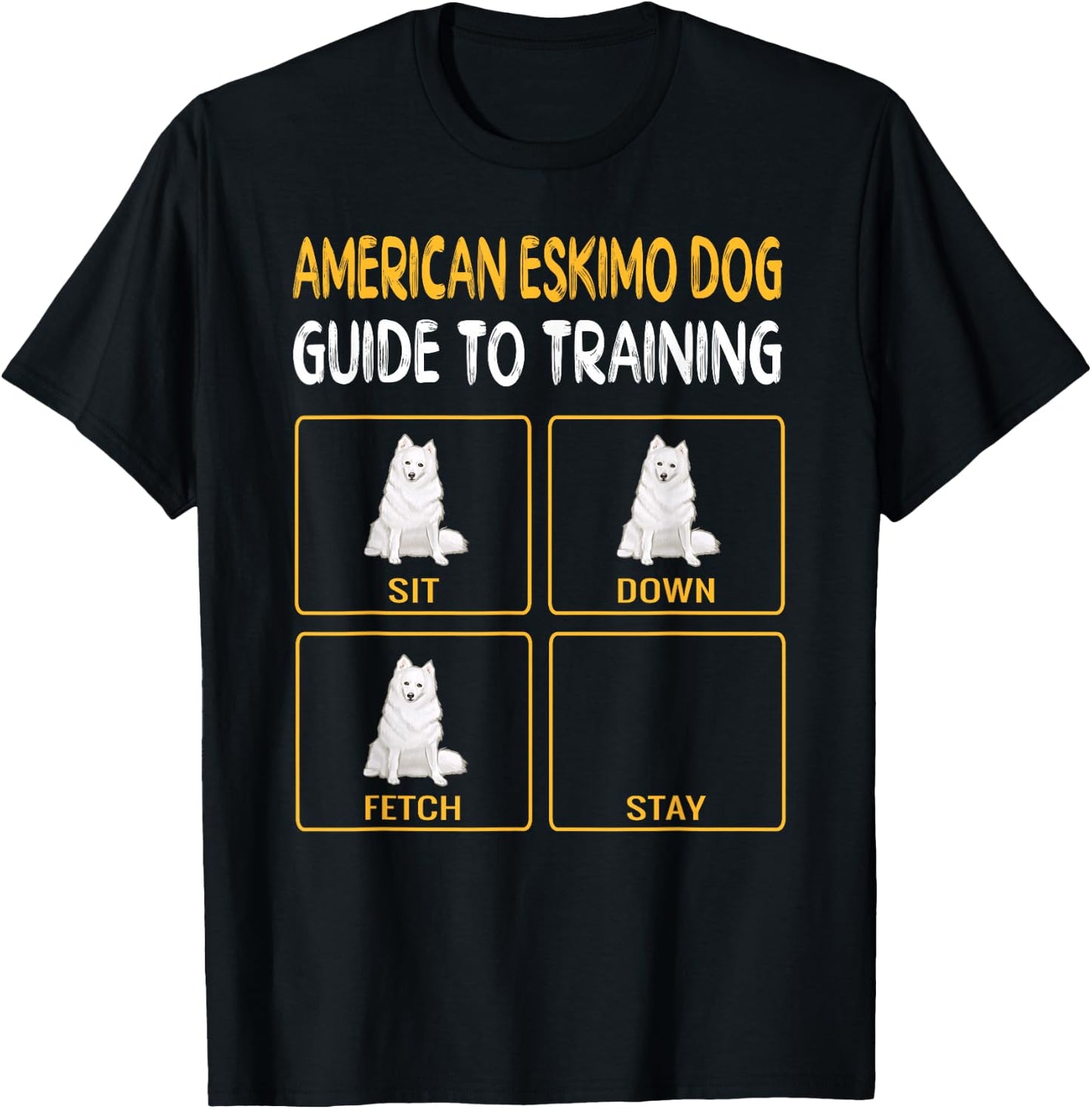 Funny American Eskimo Dog Guide To Training Dog Obedience T-Shirt - T-Shirt | Black