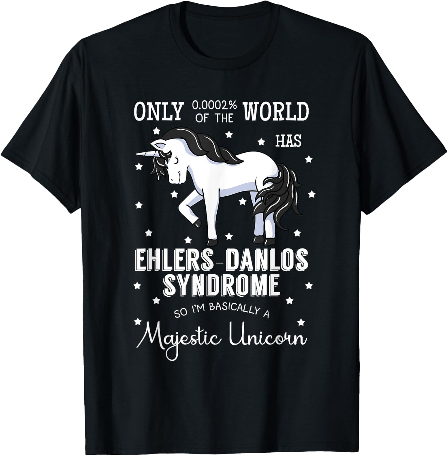 Majestic Unicorn Ehlers Danlos Black And White Zebra Stripe T-Shirt - T-Shirt | Black