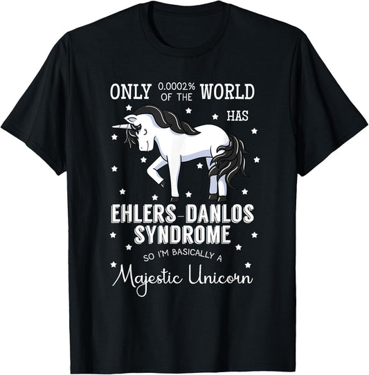 Majestic Unicorn Ehlers Danlos Black And White Zebra Stripe T-Shirt - T-Shirt | Black