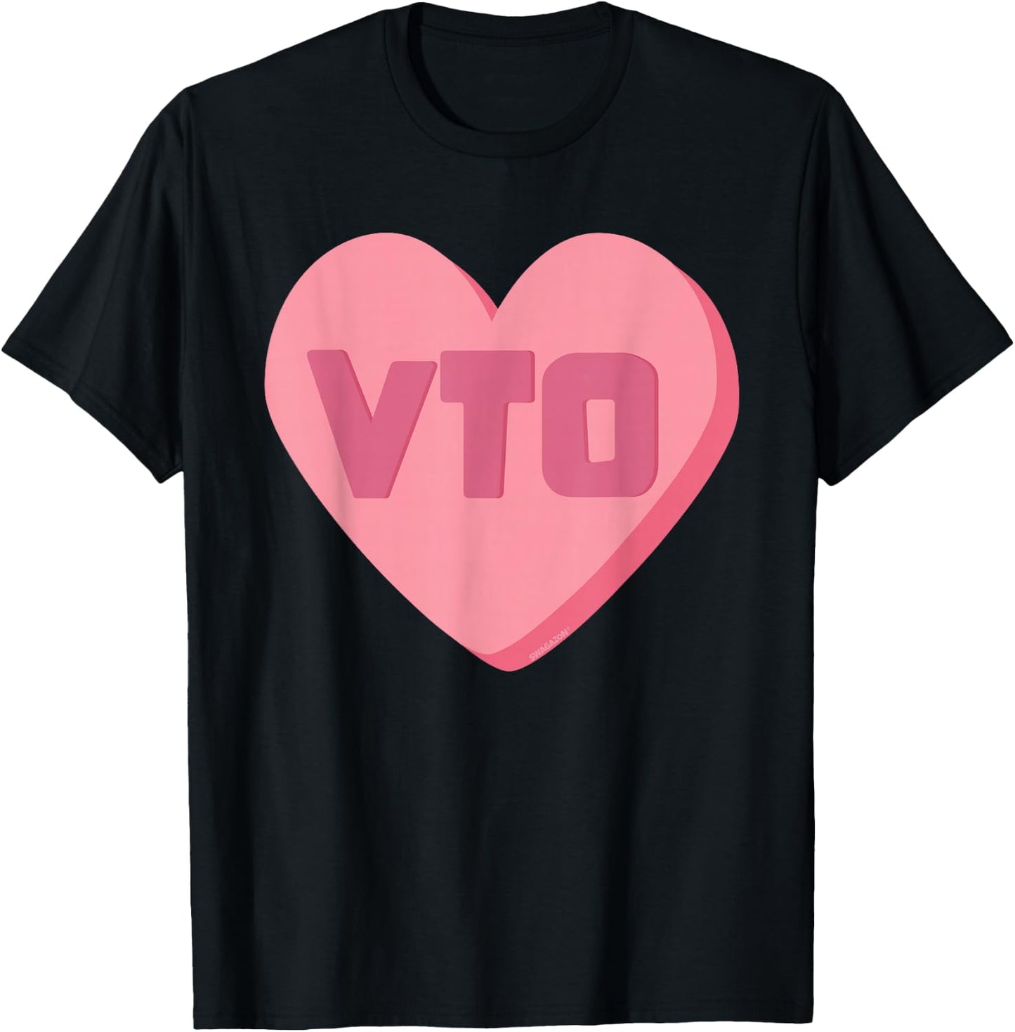 VTO Heart Valentines Day Candy Swagazon Associate Coworkers T-Shirt - T-Shirt | Black
