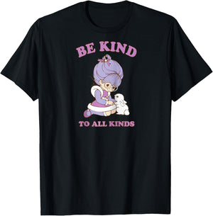 Rainbow Brite Be Kind To All Kinds Shy Violet & Bunny Raglan Baseball T-Shirt - T-Shirt | Black