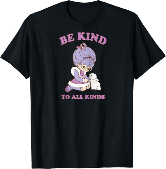 Rainbow Brite Be Kind To All Kinds Shy Violet & Bunny Raglan Baseball T-Shirt - T-Shirt | Black