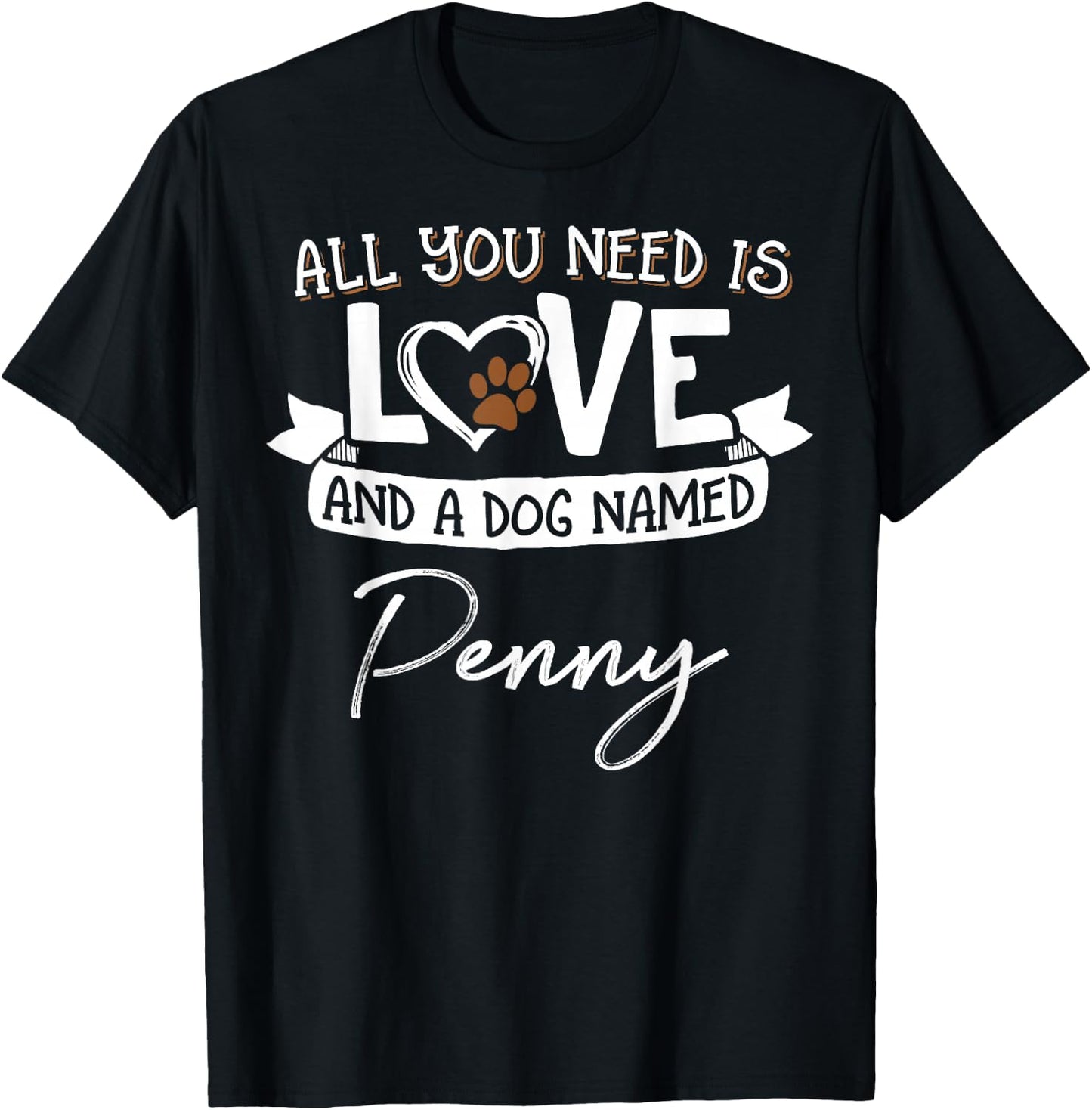Cute Dog Named Penny Design and Men T-Shirt - T-Shirt | Black