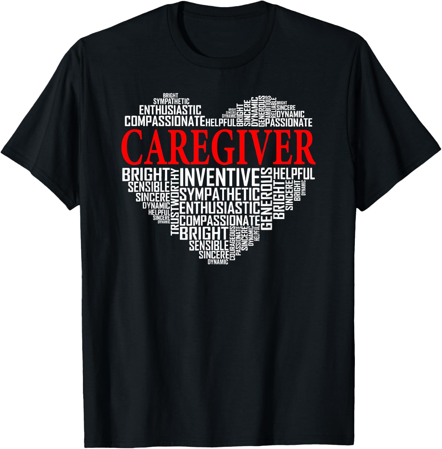 Caregiver Heart Caregiving Nursing Expert Nurse Caretaker T-Shirt - T-Shirt | Black
