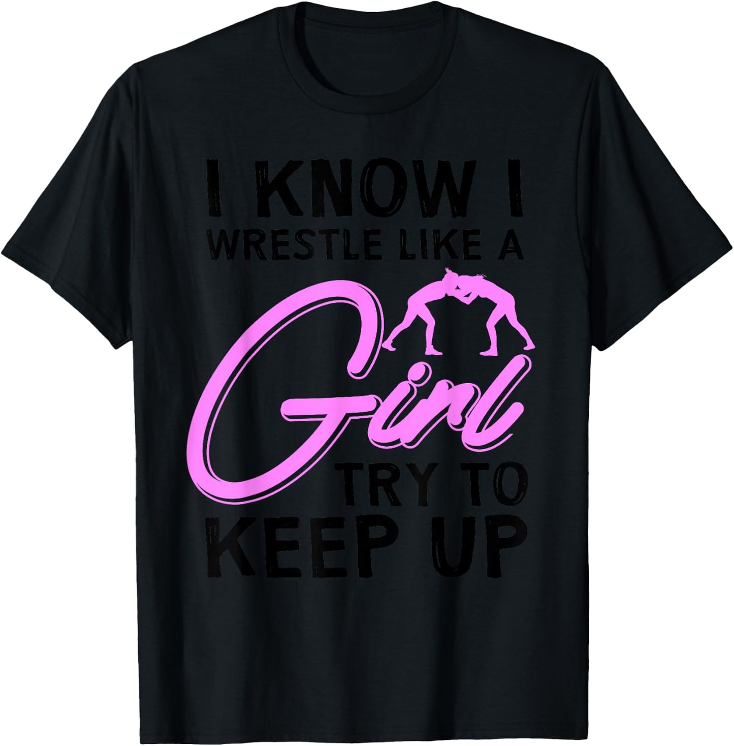 Funny Girl Wrestler Gift Cool Female Wrestling Lover Athlete T-Shirt - T-Shirt | Black